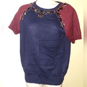 J. Crew Jewel Baseball Tee Sweater Size Medium